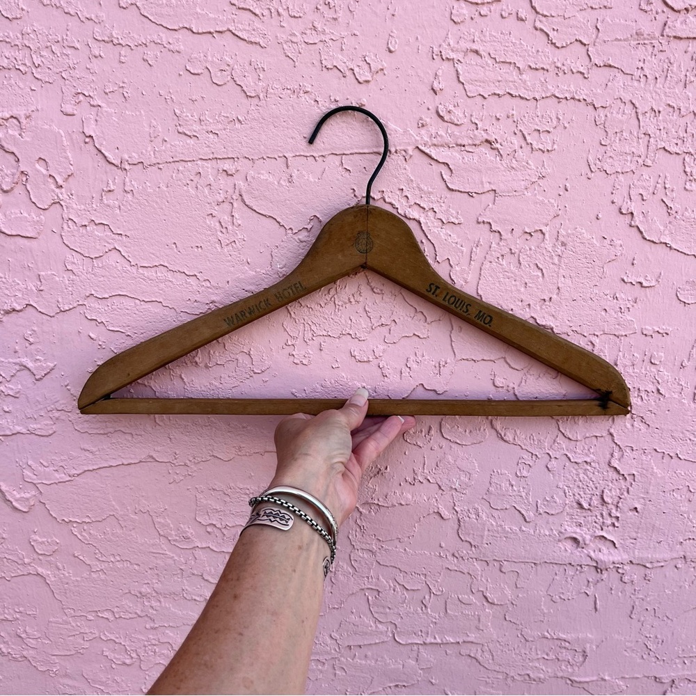 Vintage Wooden Hanger Warwick Hotel Advertising St Louis Missouri